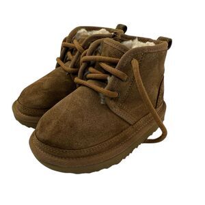 UGG Neumel II Lace Up Boots Size 8 Toddler Chestnut Baby Girl Boy Brown Suede